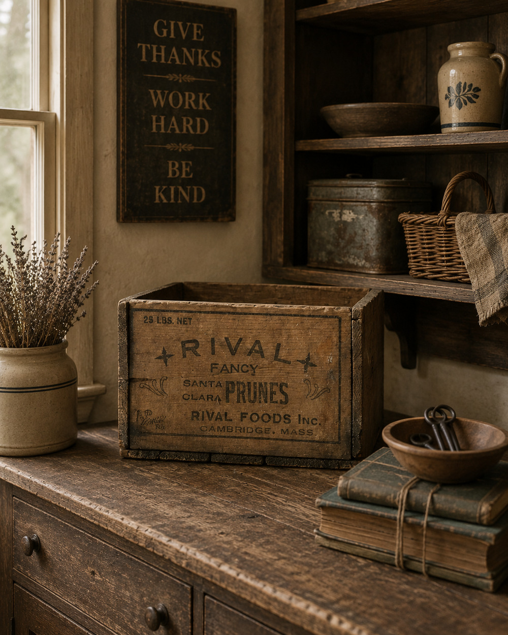 Vtg Antique RIVAL Fancy Santa Clara Prunes Wood Box Cambridge MA